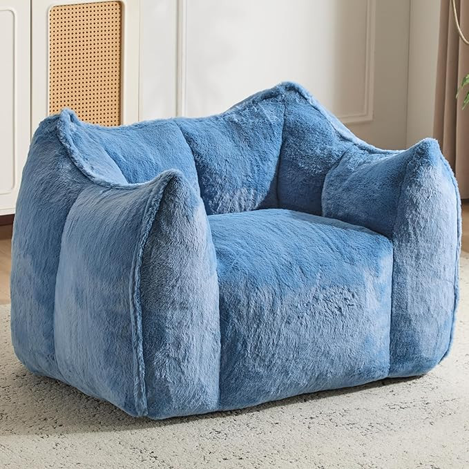 Giant Bean Bag Chair, Comfy Large Bean Bag Chairs for Adults and Kids, Fluffy Faux Rabbit Fur Flo... | Amazon (US)