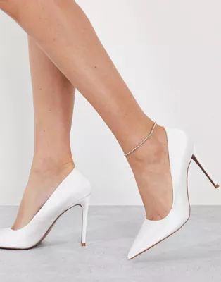 ASOS DESIGN Penza pointed high heeled pumps in white | ASOS (Global)