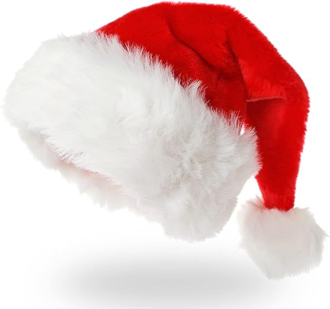 XIMISHOP 1PACK Christmas Santa Hat, Xmas Santa Claus Hat for Adults Kid Velvet Comfort Christmas ... | Amazon (US)