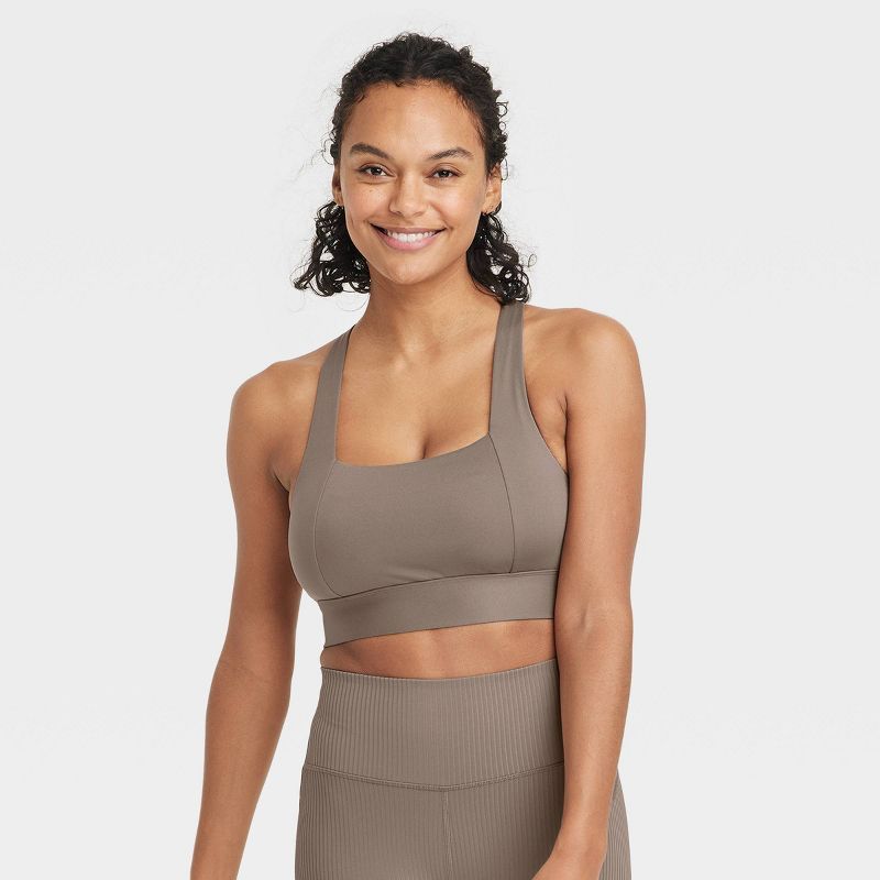 Women's Medium Support Square Neck Crossback Sports Bra - All in Motion™ | Target