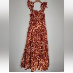 House Of Harlow 1960 Zoey Orange Tiered Smocked Maxi Dress Size M Womens | Poshmark