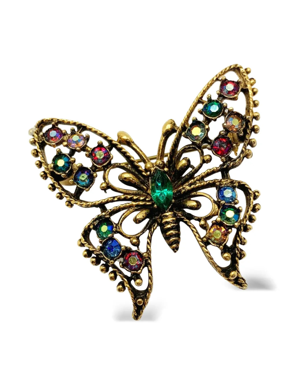 Jennifer Gibson Jewellery 1960s Crystal Butterfly Brooch | Gold | FARFETCH SI | Farfetch Global