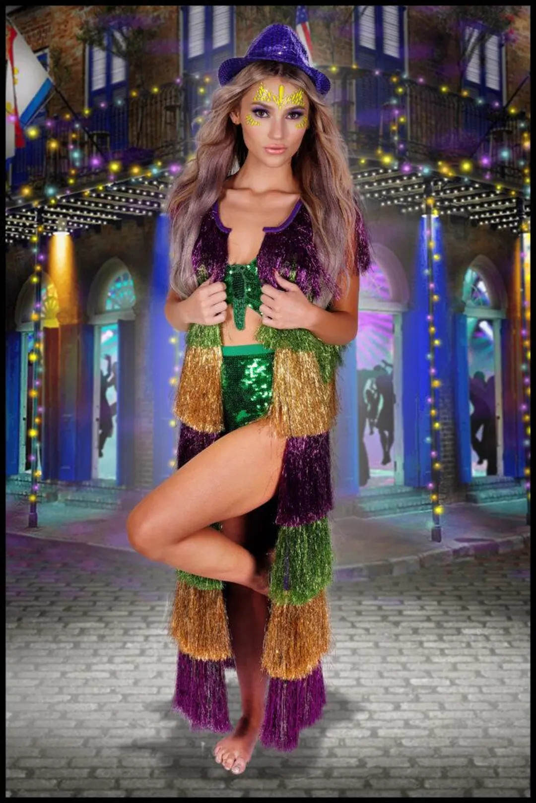Mardi Gras Fringe Frill Long Vest - Etsy | Etsy (US)