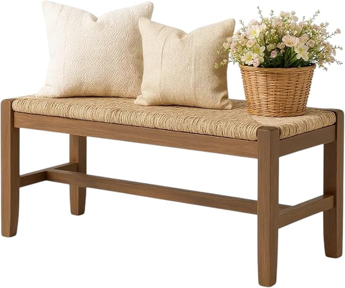 Alaterre Furniture Newport 40" Wood Bench with Rush Seat | Amazon (US)