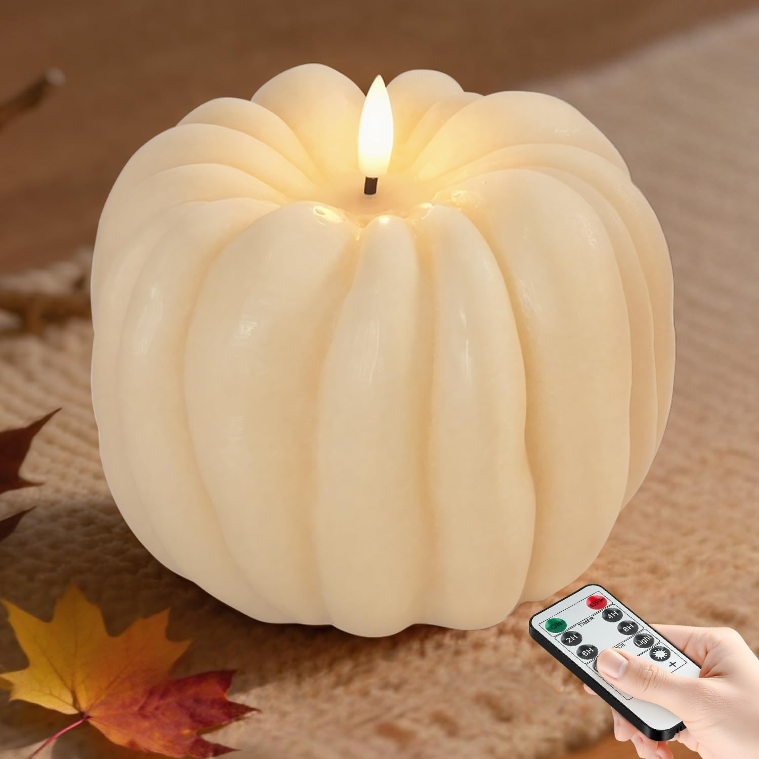 SUPERSUN Flameless Pumpkin Candles with Timer - Fall Home Decor Indoor, LED Light Up Pumpkins for Mantel Table | Thanksgiving Fall Decoration, Autumn Farmhouse Rustic Harvest Decor | Amazon (US)