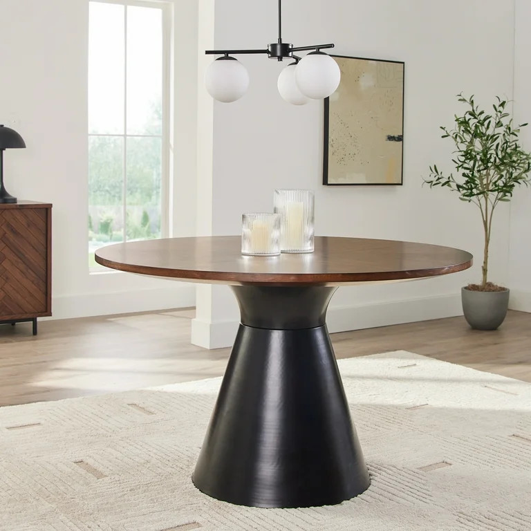 Better Homes & Gardens Wyatt Round Dining Table, Walnut Finish | Walmart (US)
