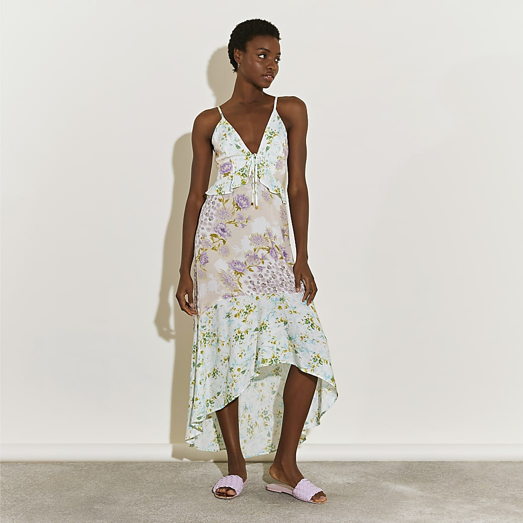 Purple floral plunge beach dress | River Island (UK & IE)