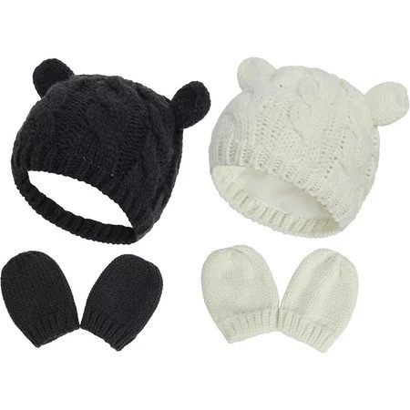 Newborn Winter beanie glove set for baby girls 0-18 months Baby boys knit hats Baby winter hats - S | Walmart (US)