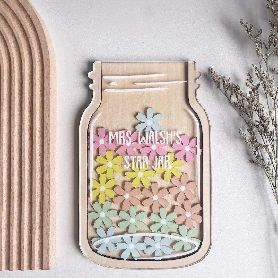 Daisy Flower Reward Jar, Personalized Reward Jar For Classroom, Teacher Jar Gift, Gifts for Teach... | Etsy (US)