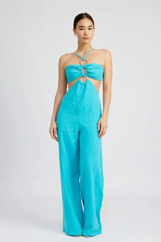 Turquoise Cut Out Jumpsuit | Fashion And Icon