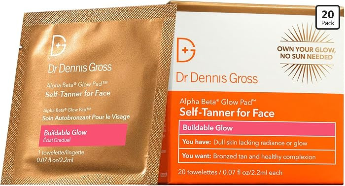 Dr. Dennis Gross Glow Pad Self-Tanner for Face – Exfoliating & Anti-Aging Towelette with AHAs &... | Amazon (US)