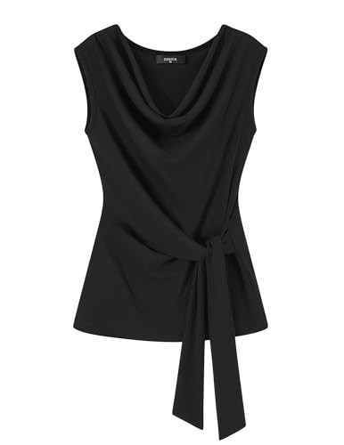ZESICA Women's Summer Business Casual Tank Tops 2026 Cowl Neck Sleeveless Knit Slim Shirts Spring... | Amazon (US)