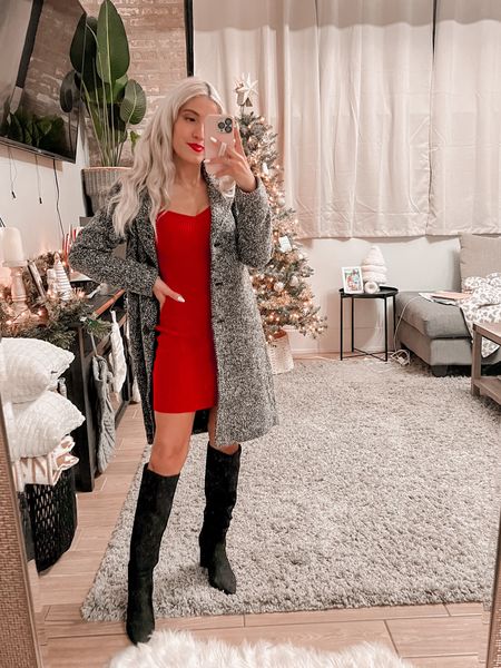 Christmas outfit 
Christmas dress 
Holiday outfit idea 
Peacoat
Dad coat
Wool coat
Long coat 
Sweater dress
Gifts for her 
Gift guide 
Abercrombie sale 
Boots 
Knee high boots
Black coat
Red dress 


#LTKHoliday #LTKxAF #LTKGiftGuide