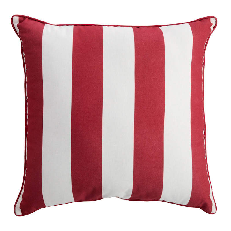 Red Cabana Stripe Oversized Square Outdoor Throw Pillow, 22x22 | At Home