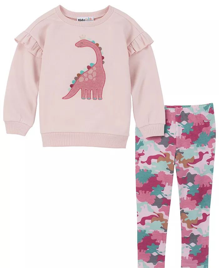 Kids Headquarters Toddler Girls Fleece Ruffle-Trim Pullover Tunic and Dinosaur Camo Leggings, 2 P... | Macy's
