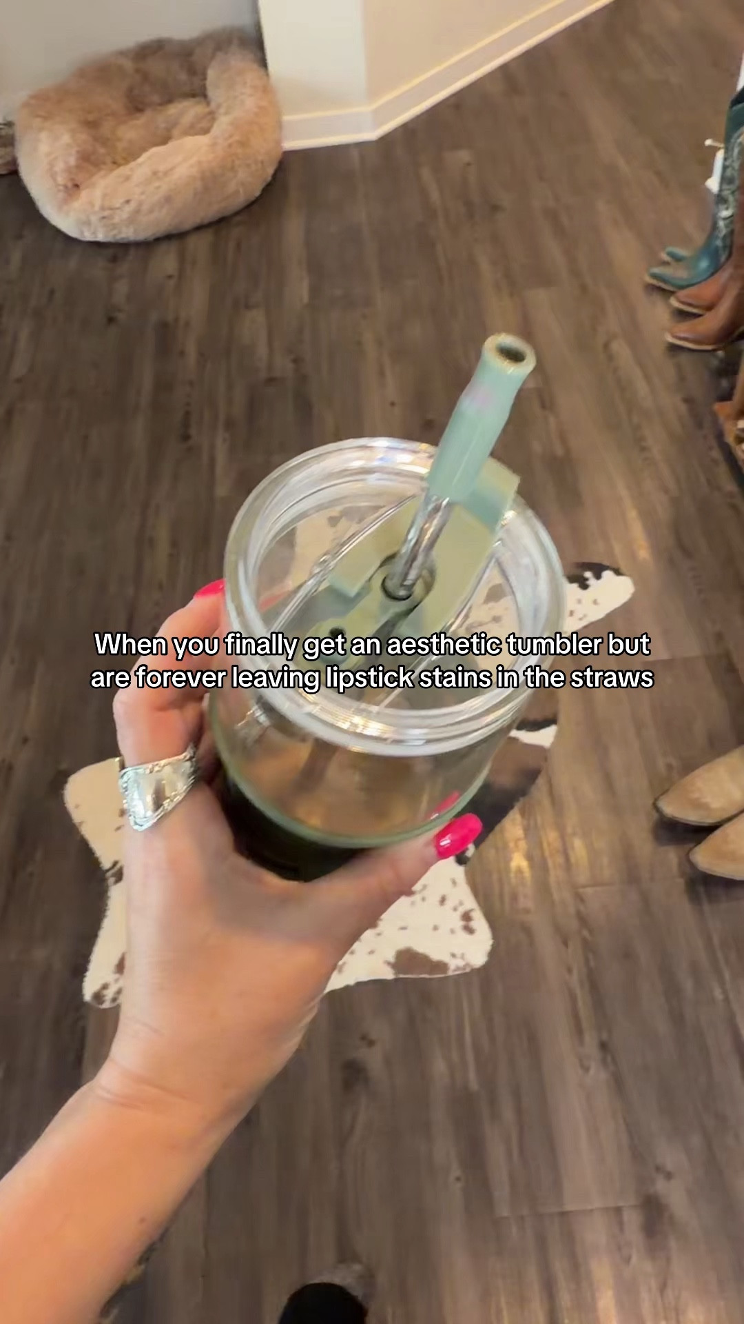 When you finally get an aesthetic tumbler, but are always fighting the battle of lipstick stains on your straws. Love that it comes with two lids and a big straw! 

#LTKmorningroutine #LTKHome