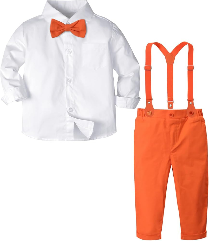 A&J DESIGN Toddler Suit Boys Baby Wedding Dress Clothes Kids Formal Outfit Set with Suspender | Amazon (US)