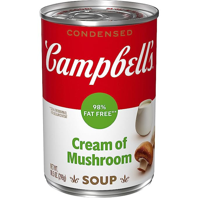 Campbell’s Condensed 98% Fat Free Cream of Mushroom Soup, 10.5 Ounce Can | Amazon (US)