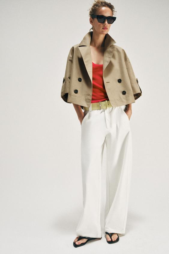 SHORT TRENCH WITH ROLLED SLEEVES | Zara US