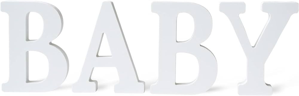Baby Letters Small Table Sign Baby Shower Centerpiece Party Decorations White | Amazon (US)