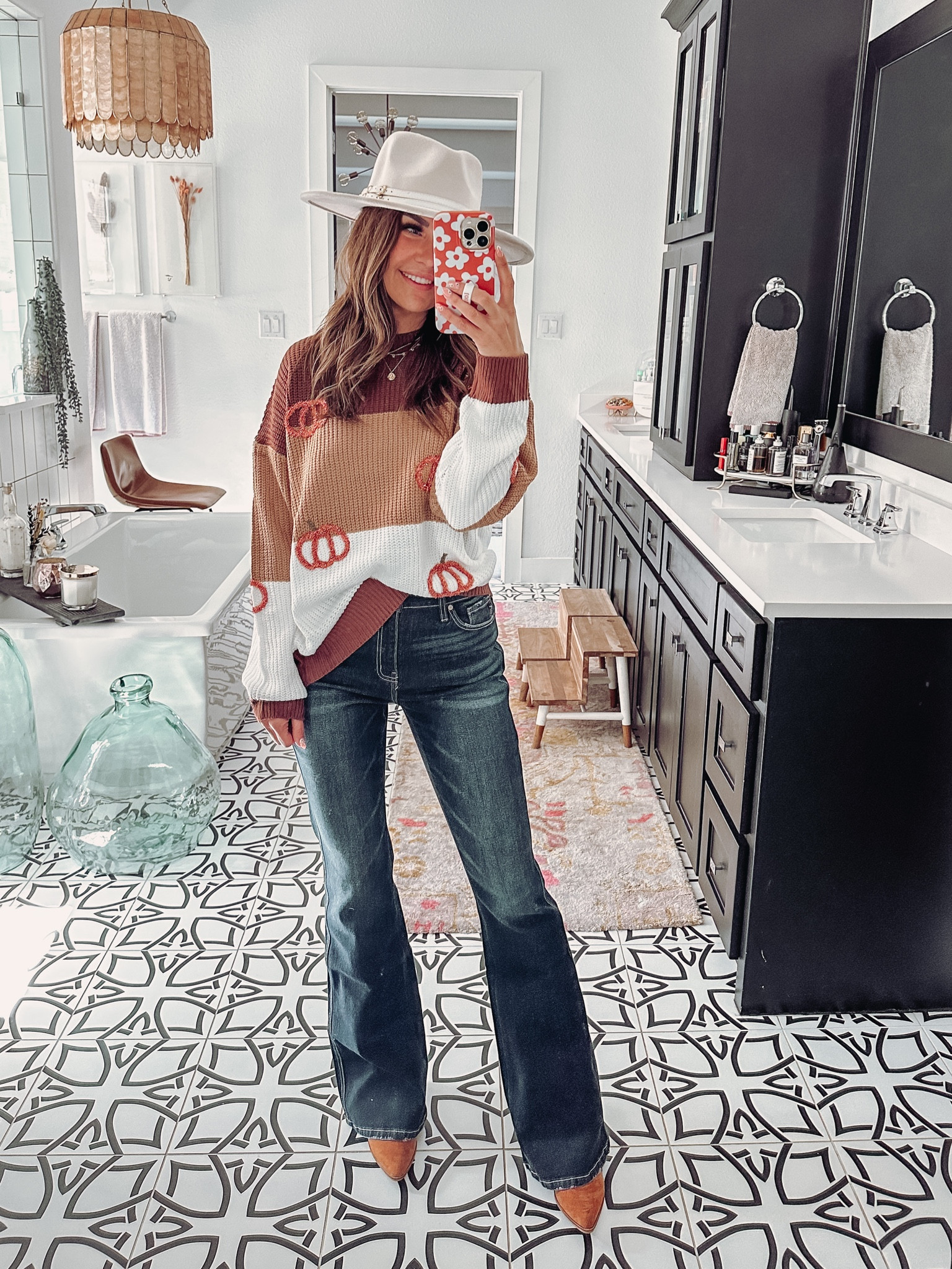 red dress birthday code!! 20% off HBDAMBER20 | size small in this sweater and size 26 in this denim, size down in the denim if you’re in between

#LTKSeasonal #LTKHalloween #LTKstyletip