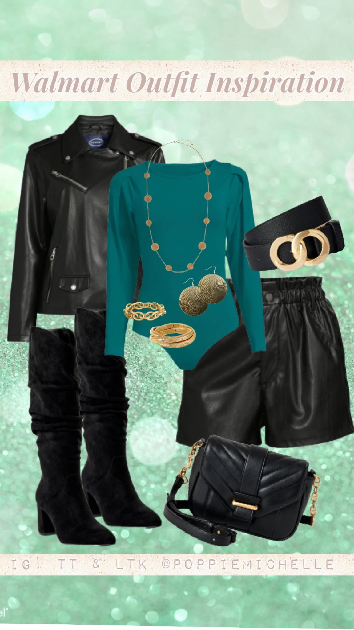 #walmartfashion Walmart fashion Walmart outfit Walmart style Walmart holiday outfit New Year’s Eve outfit Christmas outfit holiday party outfit black faux leather shorts black leather shorts no boundaries black leather shorts no boundaries paper bag waist black leather shorts Walmart paper bag waist leather shorts Walmart black shorts Walmart photo leather Moto jacket Walmart black leather Moto jacket scoop brand Moto jacket black tall suede boots black slouch tall boots black heeled boots Black gold circle belt quilted Crossbody black chain purse quilted Crossbody purse black quilted cross body purse gold jewelry date night outfit holiday party outfit girls night out outfit PoppieMichelle 

#LTKunder50 #LTKcurves #LTKfit