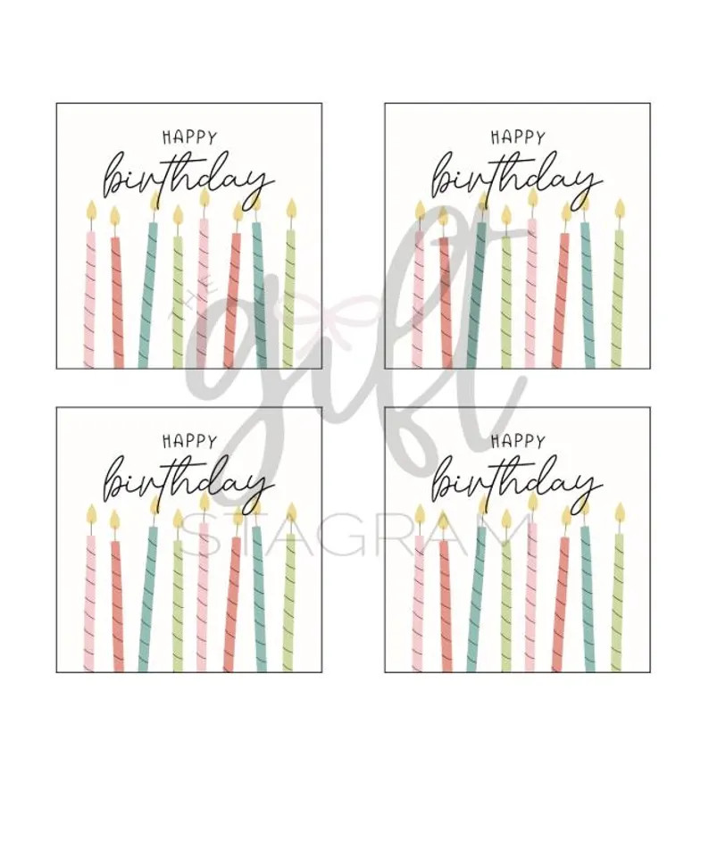 Happy Birthday Candles Gift Tag | DIGITAL DOWNLOAD | Birthday Candes| Gift Tag for Birthday | Bir... | Etsy (US)