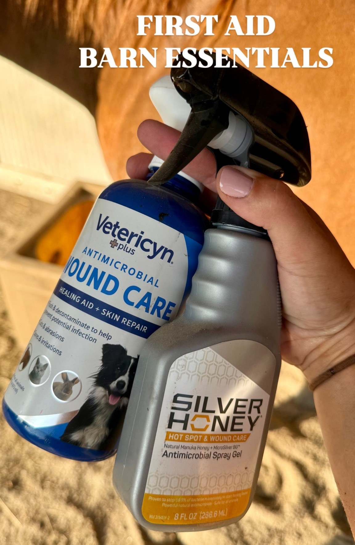 🐴 First Aid - two products I always keep in my barn! Available on Amazon. 

Wound Care | Farm Animals | Barn Supplies 