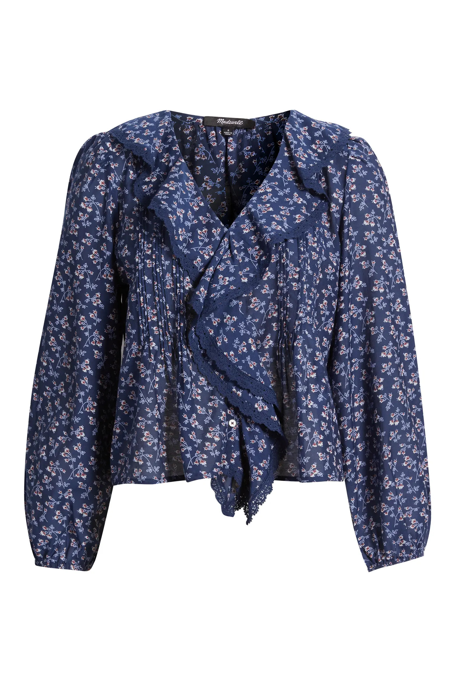 Lace Insert Ruffle Pintuck Long Sleeve Top (Women) | Nordstrom | Nordstrom