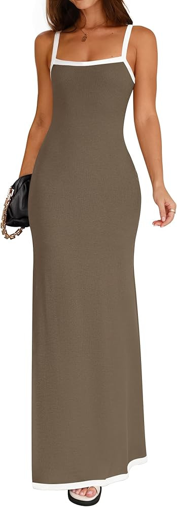 ZESICA Women's Summer Spaghetti Straps Maxi Dress Sleeveless Square Neck Lightweight Long Beach D... | Amazon (US)