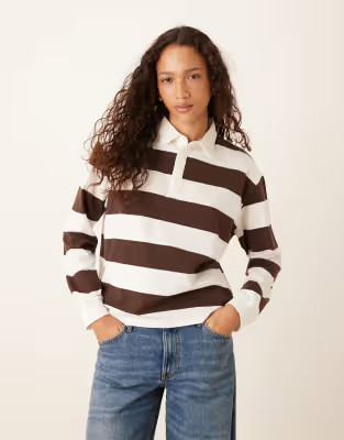Brave Soul Striped ruby top in chocolate | ASOS (Global)