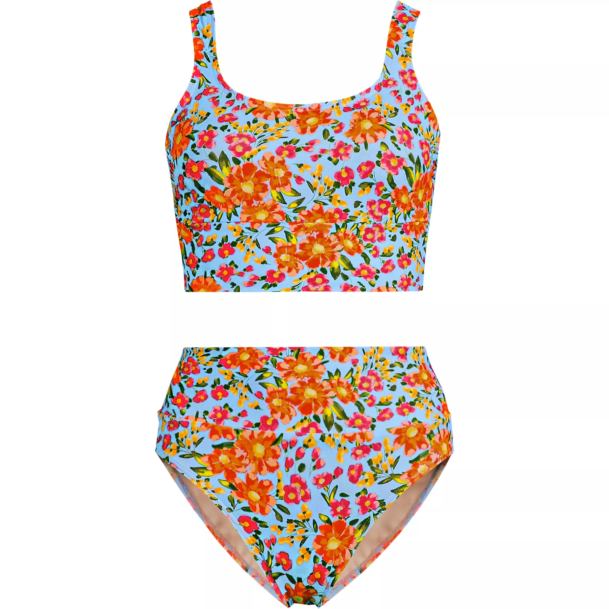 Women's Tugless Midkini Top and High Waisted Bottom Swimsuit Set | Lands' End (US)