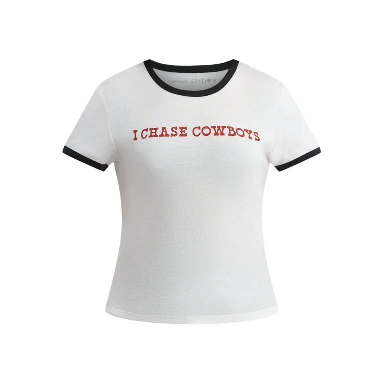 Cactus and Pearl Women's I Chase Cowboys Short Sleeve Graphic T-Shirt | Walmart (US)