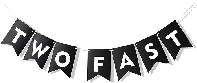 Two Fast Banner - Two Fast Car Birthday Party - Vroom Car Party - Second Birthday Party - Two Fas... | Amazon (US)