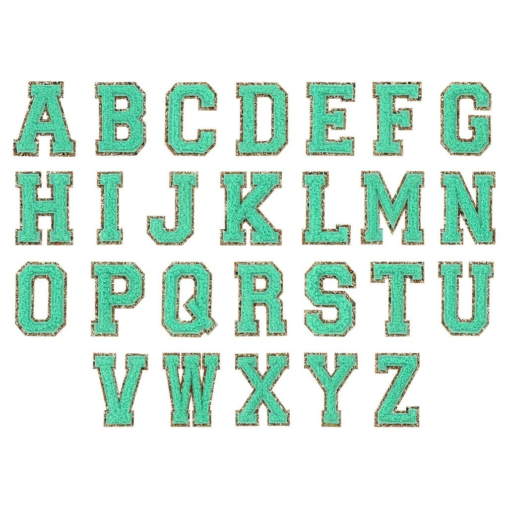 Avocado Glitter Varsity Letter Patches | Stoney Clover Lane