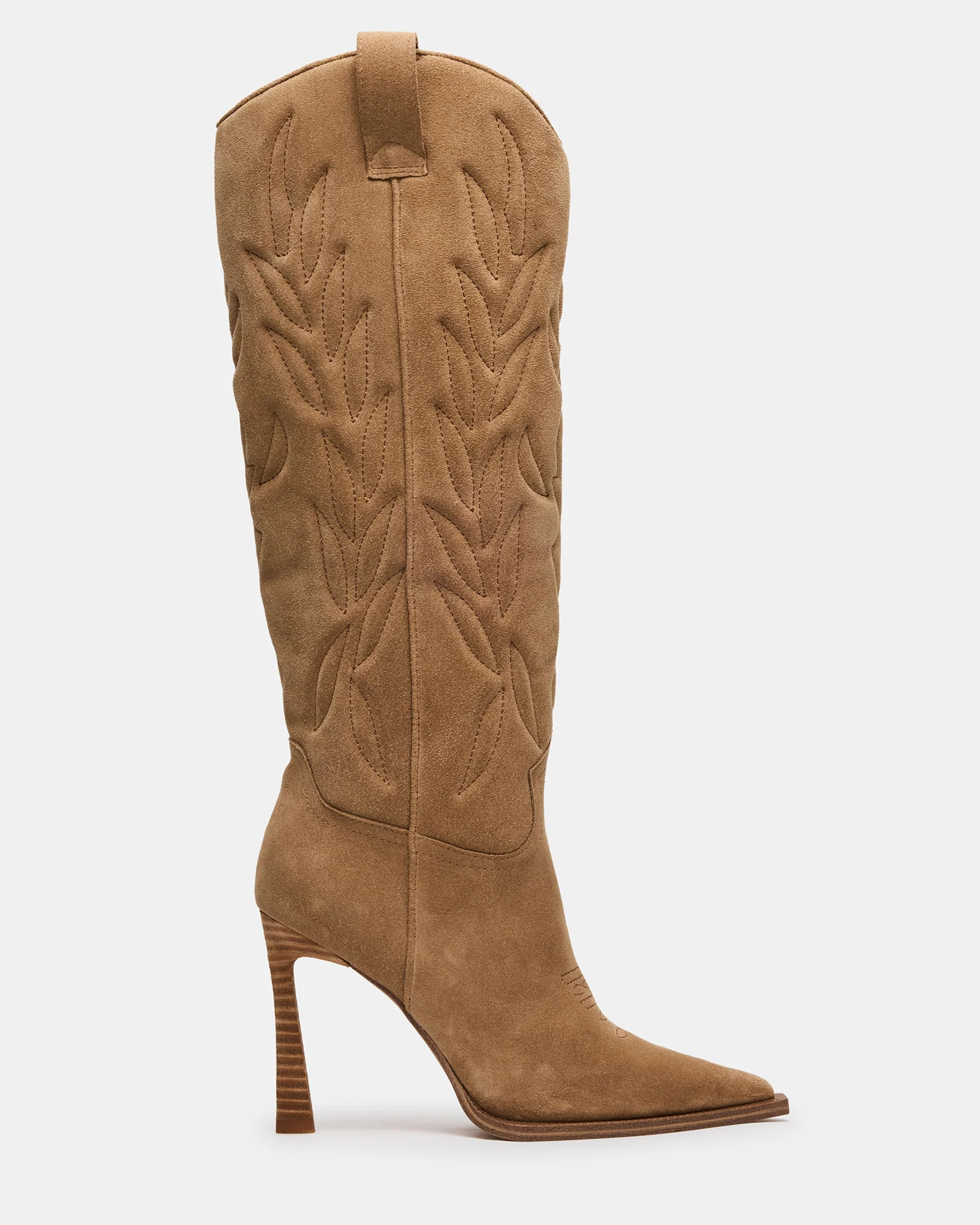 KINZEE Taupe Suede Pointed-Toe Knee-High Western Stiletto Women's Boot | Steve Madden (US)