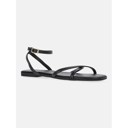Time and Tru Women's Strappy Flat Sandals | Walmart (US)
