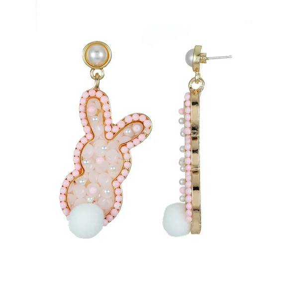 Way to Celebrate Easter Pink Bunny Glitter Earrings, 1 Pair | Walmart (US)