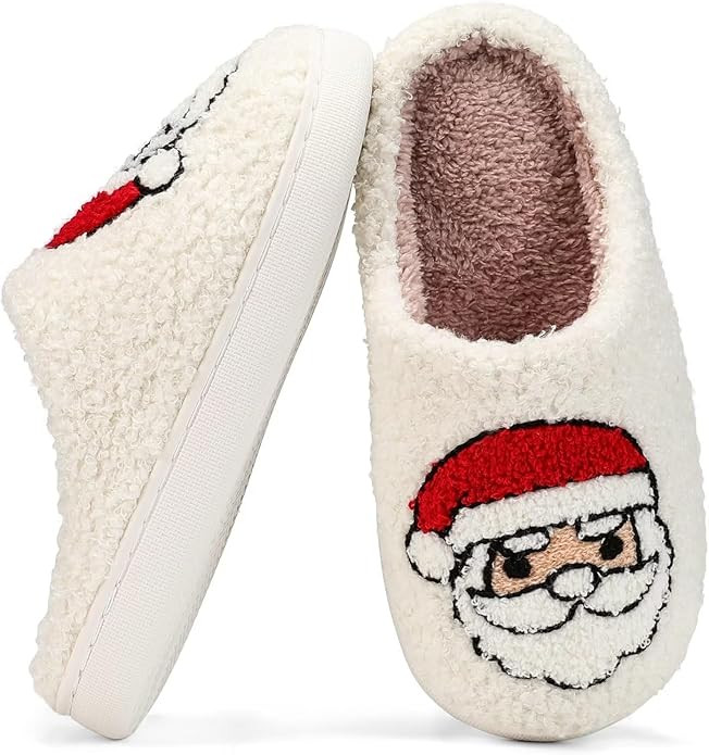 Fuzzy House Slippers for Women Smiley Face - Christmas Cozy Memory Foam Woman Slipper Indoor and ... | Amazon (US)