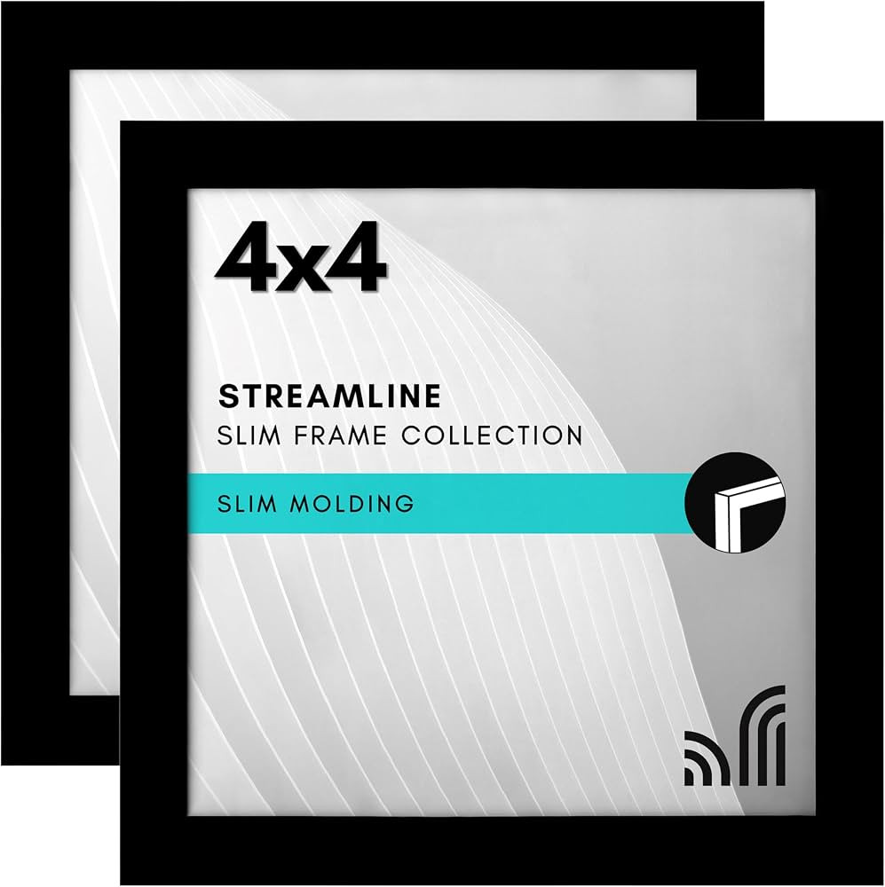 Americanflat 4x4 Picture Frame with Shatter-Resistant Glass - Set of 2 - Streamline Collection - ... | Amazon (US)