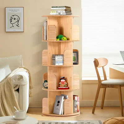 Stackable Rotating Bookshelf,5 Tier 360°Display Spinning Bookcase for Small Space | Wayfair North America