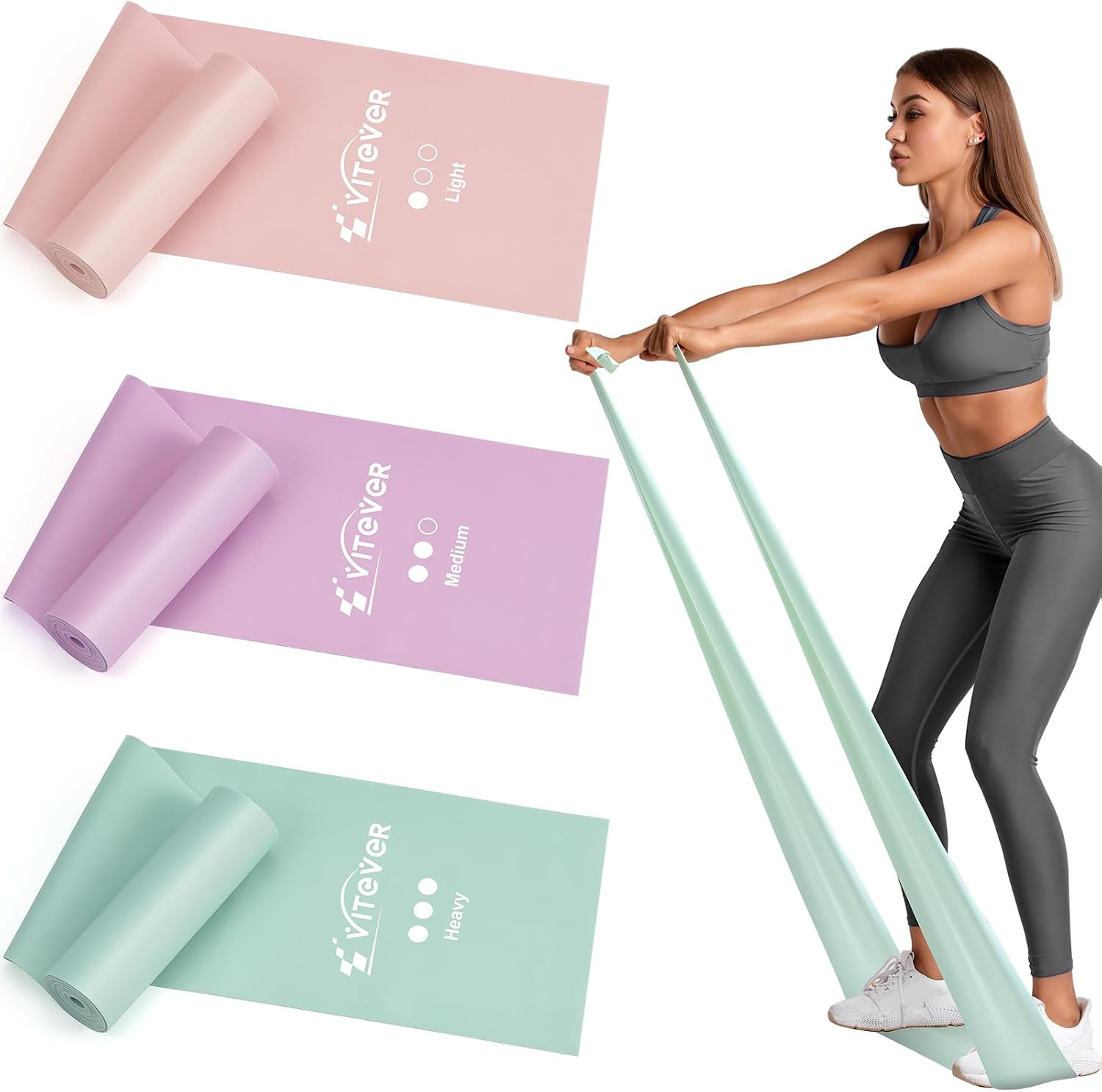 Resistance Bands for Working Out, Exercise Bands, Resistance Band for Physical Therapy, Stretch Bands for Pilates, Rehab, Stretch, Strength Training and Yoga Starter Set | Amazon (US)