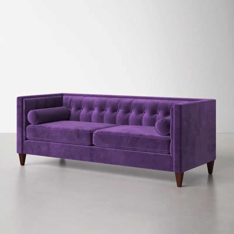 Latisha 84" Velvet Tuxedo Arm Sofa with Reversible Cushions | Wayfair Professional
