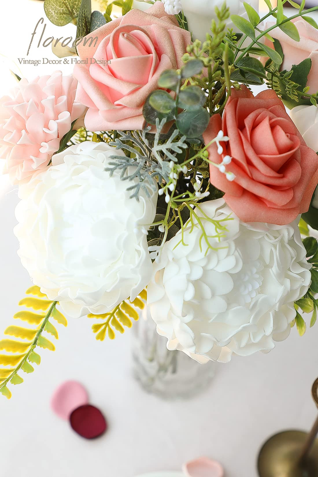 Floroom Artificial Flowers 16pcs 4" White Blooming Peonies Real Looking Foam Fake Peony with Stem... | Amazon (US)