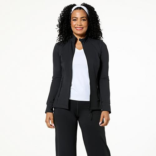 Joy Mangano Joy Collection Cool & Clean Luxe Performance Zip Up Jacket - Spring Lilac - Size Small | HSN