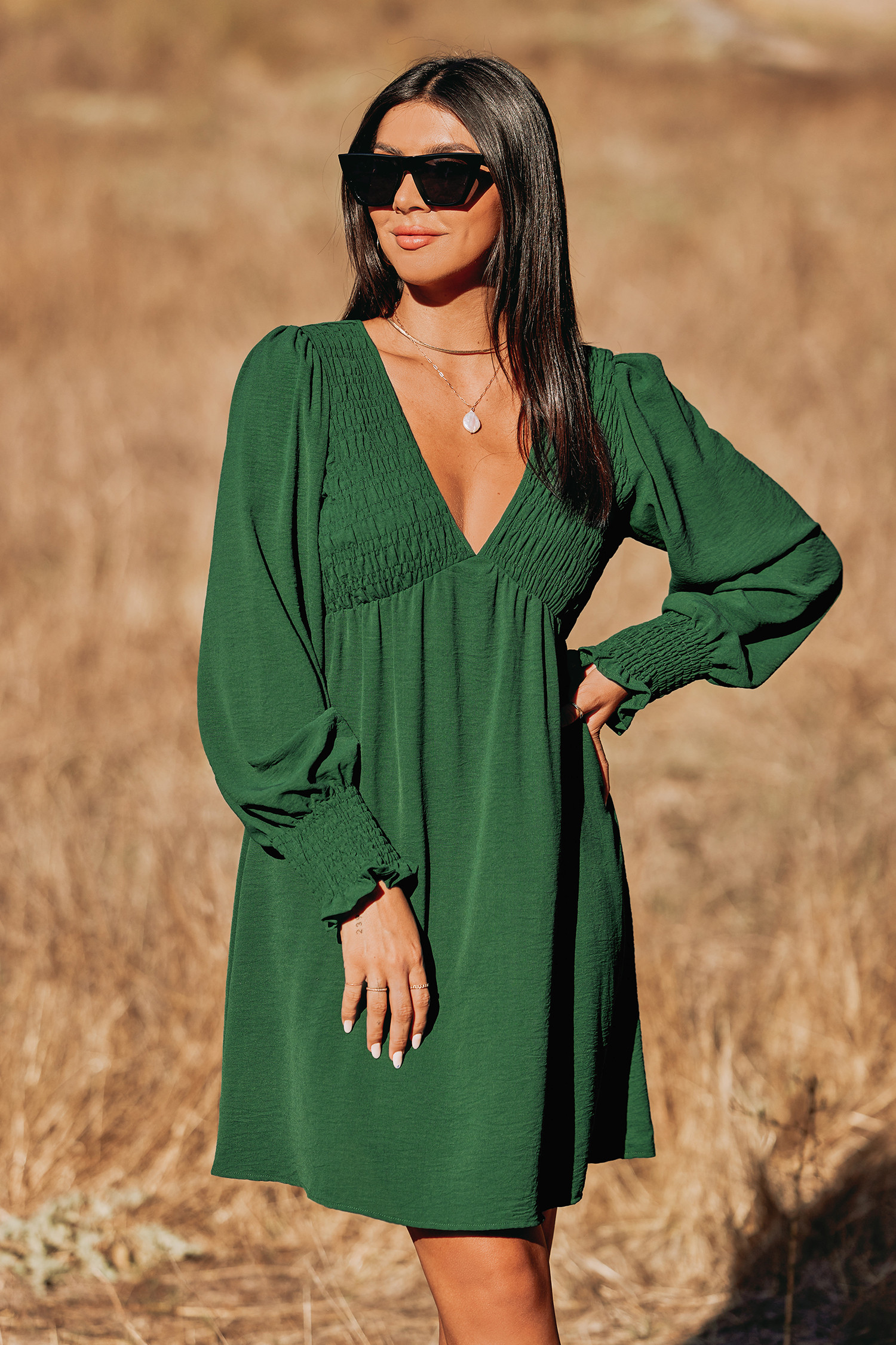 Cooler Daze Smocked V-Neck DressHOT | Cupshe US