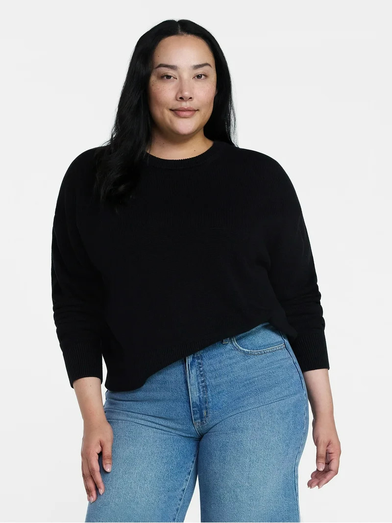 Time and Tru Women's Pullover Crewneck Sweater with Long Sleeves, Sizes XS-XXXL | Walmart (US)
