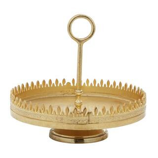 LITTON LANE Gold Aluminum Glam Cake Stand 68986 - The Home Depot | The Home Depot
