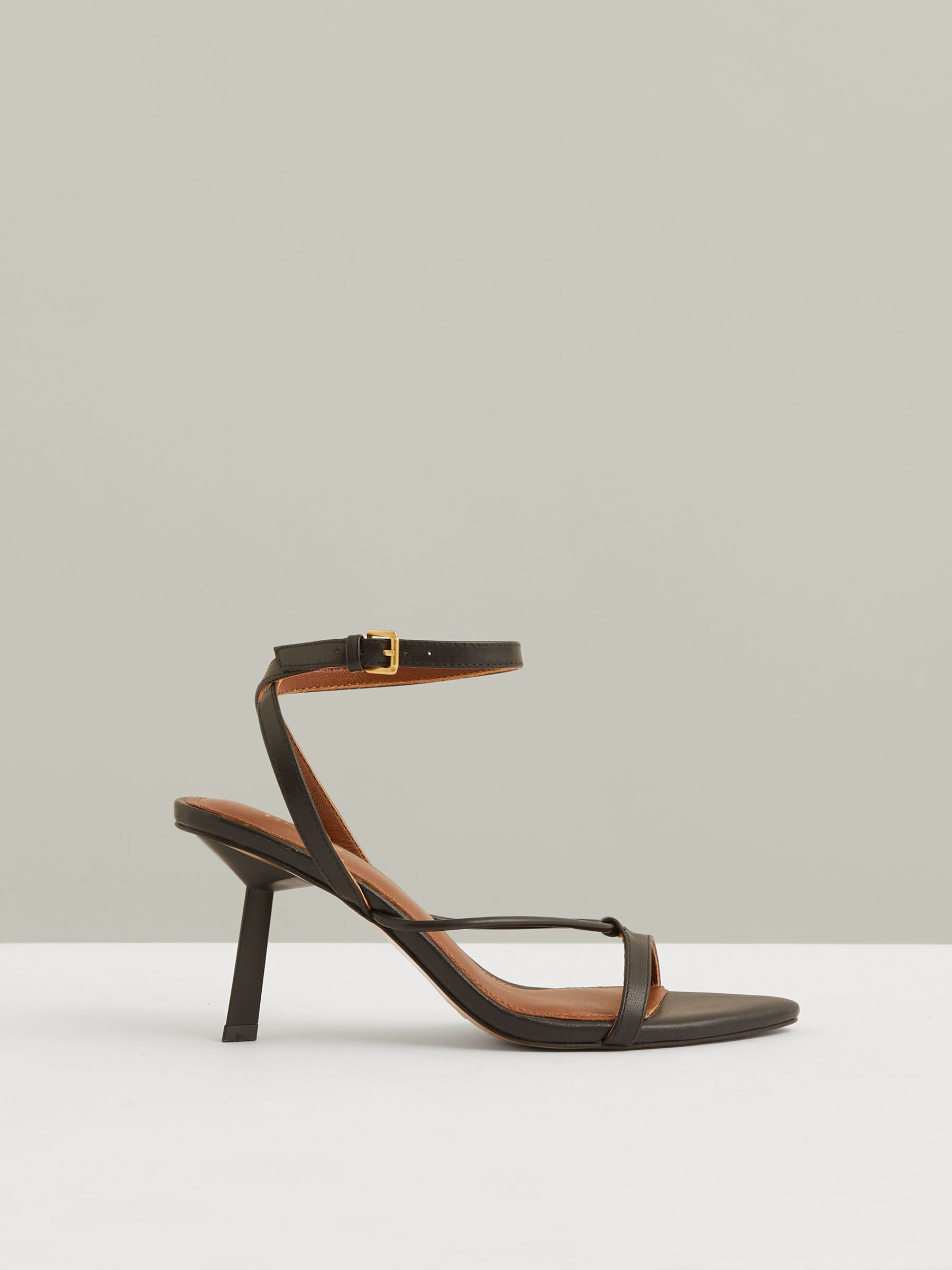 Leather Strappy Heeled Sandals in Black | Reiss UK
