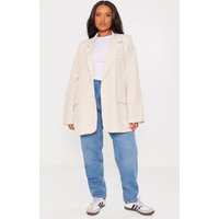 Plus Cream Oversized Structured Blazer | PrettyLittleThing UK